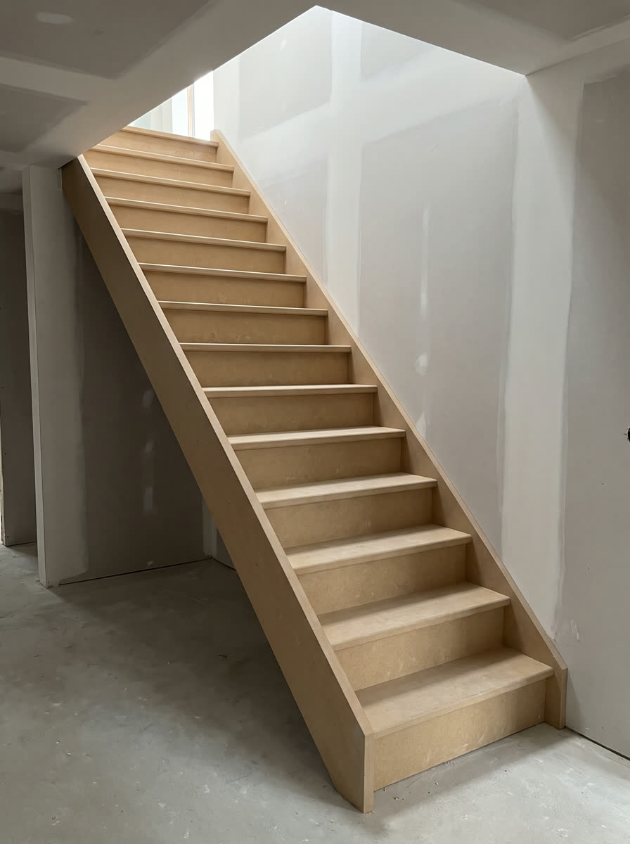 The MDF flight the day it was installed, in an unfinished room